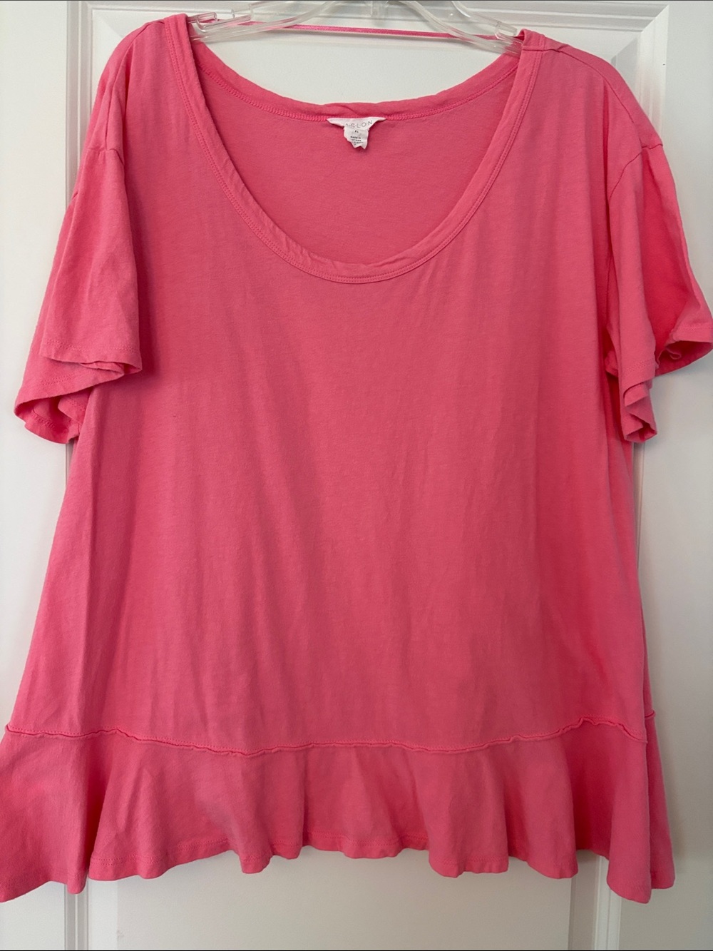 Caslon Pink Scoop Neck Ruffle Hem Tee